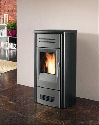 Grey piazzetta pellet heater.