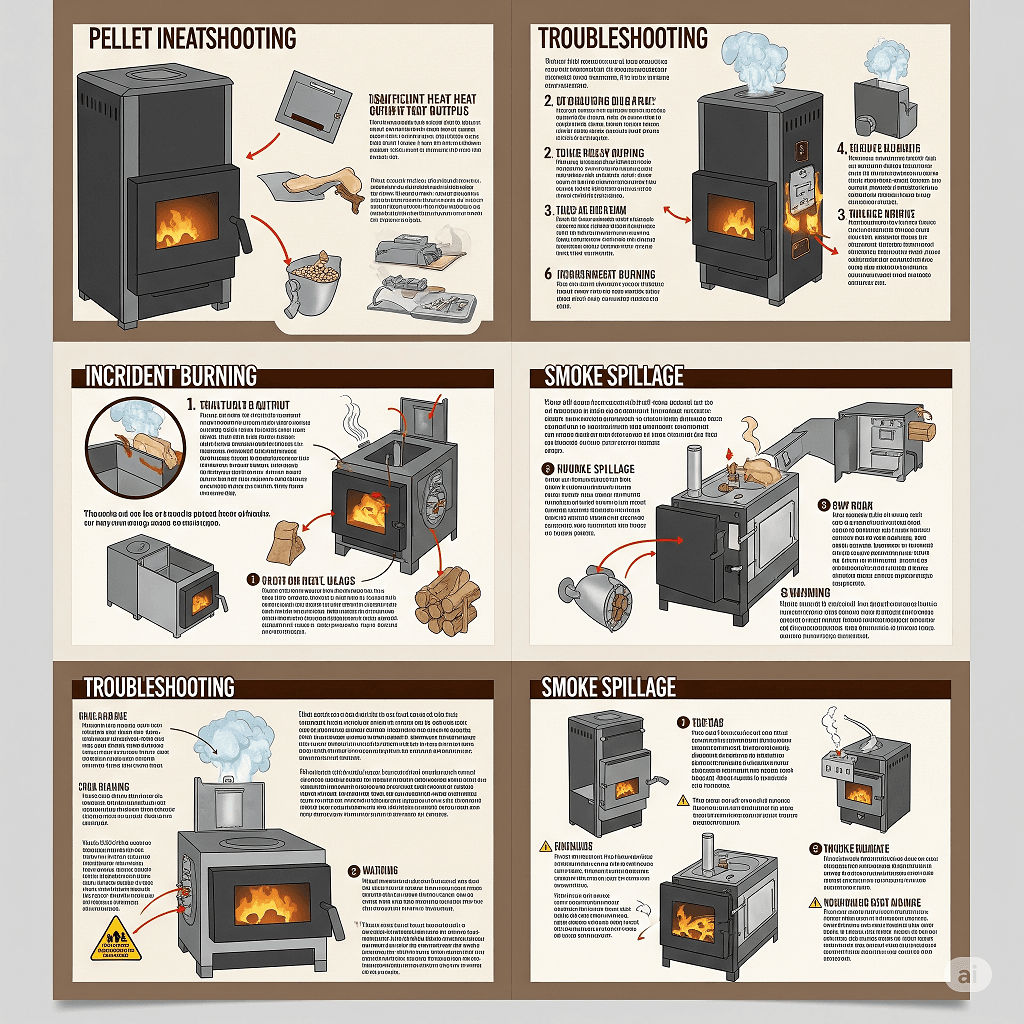 Manual outlining routine pellet heater maintenance and troubleshooting.