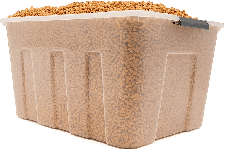 plastic container for pellet storage